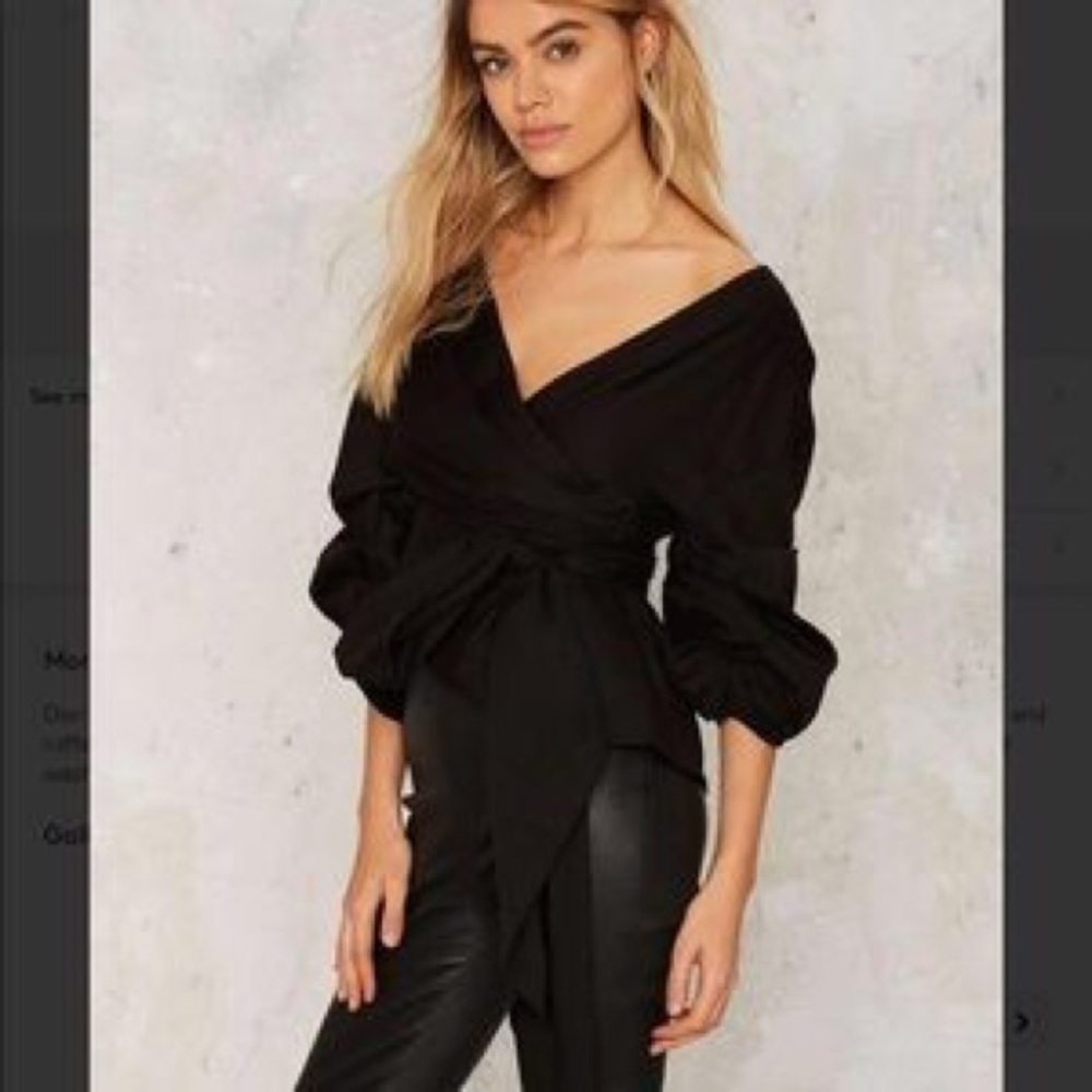 Nasty Gal Line 6ix Shawnee Black Wrap Top Small